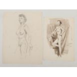 Harry Arthur Riley R.I. (1895-1966), a pencil sketch of a nude female (43cm x 33cm), along with a