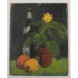 Harry Arthur Riley R.I. (1895-1966), an oil on board, still life study with fruit, flowers and a