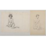 Harry Arthur Riley R.I. (1895-1966), two pencil and charcoal sketches, studies of seated nude