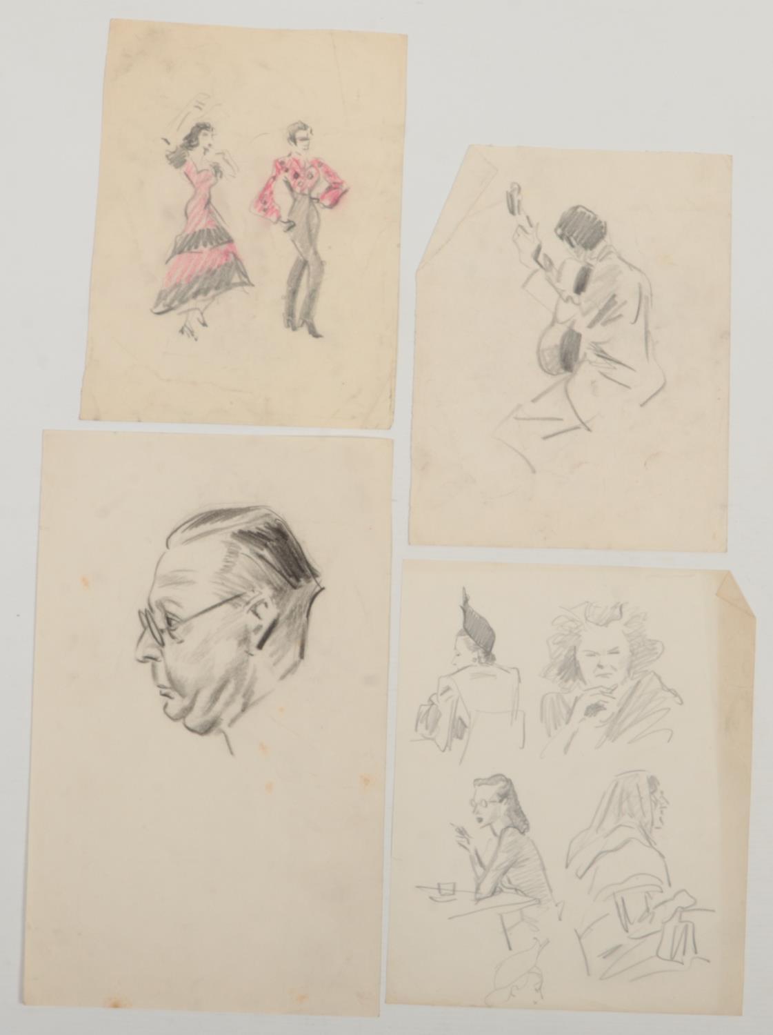 Harry Arthur Riley R.I. (1895-1966), four working pencil sketches, portraits. (Postage available