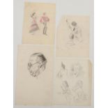 Harry Arthur Riley R.I. (1895-1966), four working pencil sketches, portraits. (Postage available