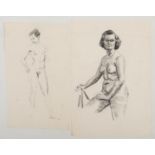 Harry Arthur Riley R.I. (1895-1966), two charcoal sketches, studies of nude females (43.5cm x 26cm