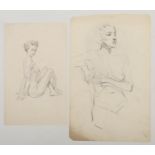 Harry Arthur Riley R.I. (1895-1966), two pencil sketches of nude females (33cm x 20cm and 40.5cm x