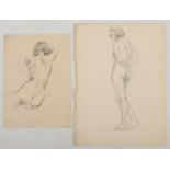 Harry Arthur Riley R.I. (1895-1966), two working pencil sketches, studies of nude females (30cm x