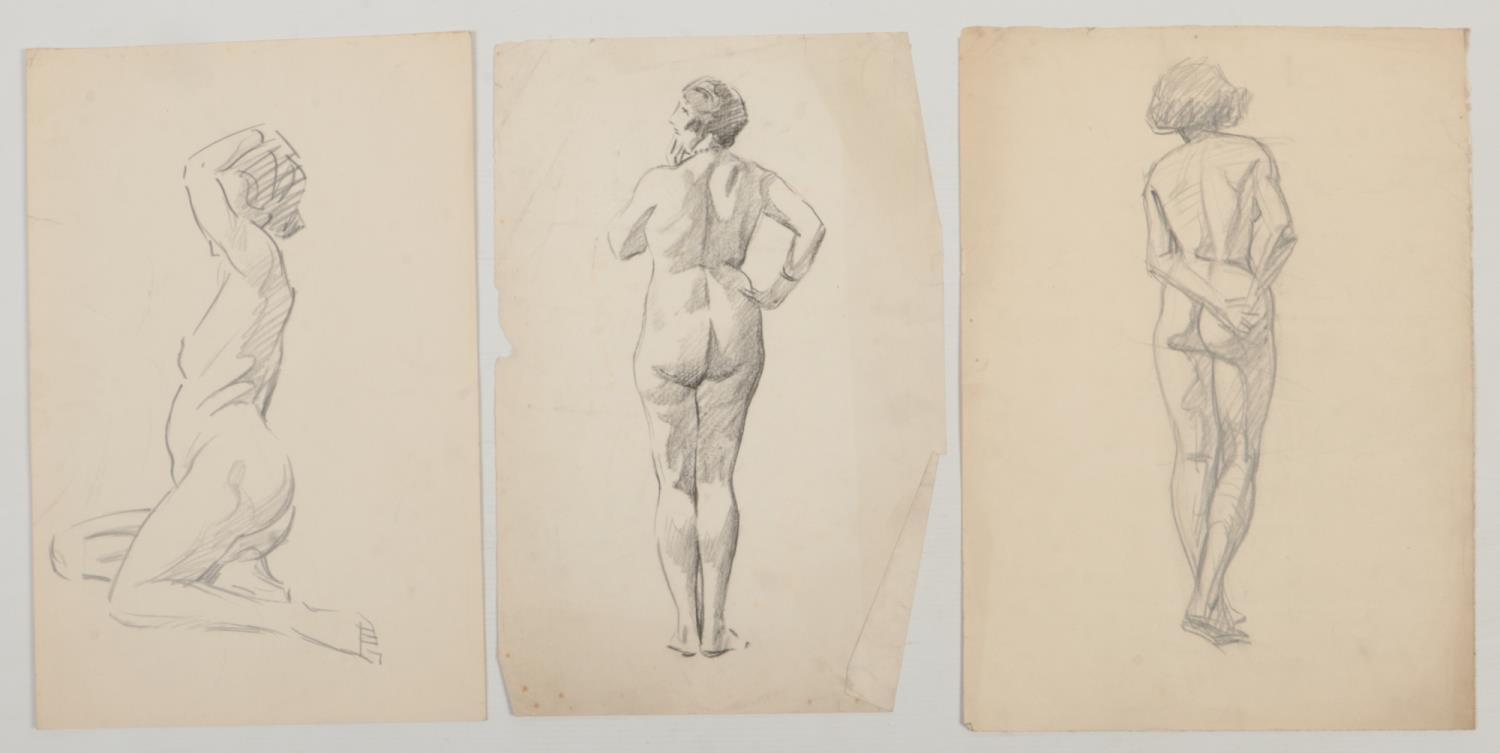 Harry Arthur Riley R.I. (1895-1966), three pencil sketches, studies of nude females. (Postage