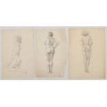 Harry Arthur Riley R.I. (1895-1966), three pencil sketches, studies of nude females. (Postage