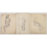 Harry Arthur Riley R.I. (1895-1966), three charcoal and pencil sketches of nude men. (Postage