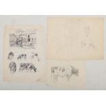 Harry Arthur Riley R.I. (1895-1966), three pencil/ charcoal sketches, studies of cows and horses. (