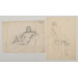 Harry Arthur Riley R.I. (1895-1966), two pencil and charcoal sketches of nude young females, one