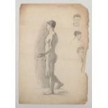 Harry Arthur Riley R.I. (1895-1966), a pencil and charcoal sketch of nude male, signed H Riley and