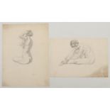 Harry Arthur Riley R.I. (1895-1966), two pencil sketches, studies of seated nude females. (Postage