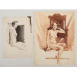 Harry Arthur Riley R.I. (1895-1966), two watercolour studies of seated nude females, one in
