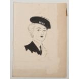 Harry Arthur Riley R.I. (1895-1966), an ink caricature of a female naval officer (25cm x 18cm). (