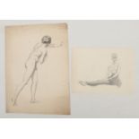 Harry Arthur Riley R.I. (1895-1966), a charcoal sketch study of a nude female (52cm x 37.5cm), along