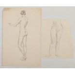 Harry Arthur Riley R.I. (1895-1966), two pencil sketches, one a study of a standing nude female (