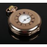 A 9ct gold H.Samuel half hunter pocket watch, cuvet also 9ct gold. 90g gross weight. Watch is