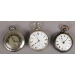 Three pocket watches to include silver cased example, assayed Birmingham 1885 by Waltham Watch