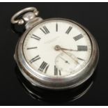 A silver pair cased fusee pocket watch, assayed Birmingham 1878 by Charles Horner.