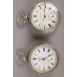 Two silver pocket watches, both assayed Birmingham, one 1904 by William Ehrhardt and the other