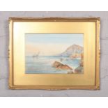 A framed seascape watercolour by Thomas Sidney - Lantern Hill, Ilfracombe, signed - (24x17cm).