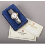 A ladies Raymond Weil Parsifal bi metal quartz wristwatch, with leaflet and certificate of