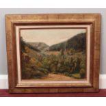 A 19th century oil on canvas in later gilt frame, painted with an extensive landscape scene,