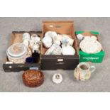 Three boxes of miscellaneous ceramics, included Lord Nelson Silver Jubilee trinket box,
