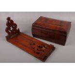 A Victorian mahogany box, along with a Victorian carved mahogany book slide.