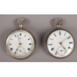 Two silver pocket watches, one assayed Birmingham 1922 by Dennison Watch Case Co along with an