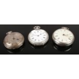 Three silver pocket watches to include assayed London 1839 by John Hammon etc.