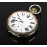 An early 20th century Swiss white metal cased Goliath pocket watch. With enamel dial having