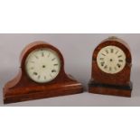 Two walnut cased dome top mantel clocks to include brass mounted example.