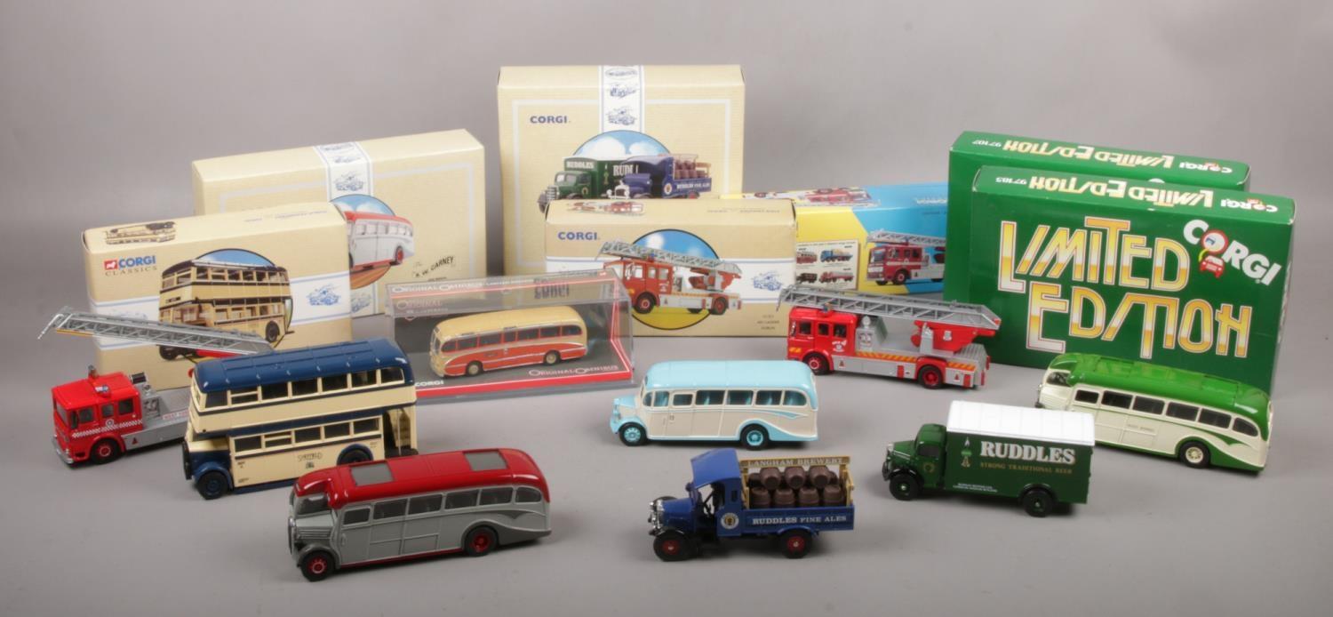 A collection of Corgi boxed die cast vehicles, Daimler Utility 97827, The Ruddles Truck 97752, AEC - Image 2 of 2