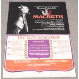 Two quad film posters for Macbeth and The Lion in Winter.