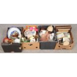 Four boxes of miscellaneous to include glassware, pictures/frames, silver plate flatware,
