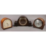Three dome top Smith's mantel clocks to include oak examples etc.