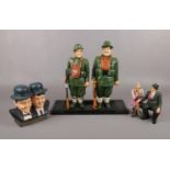 A group of Laurel & Hardy ceramic figures, military uniform, bust of laurel & Hardy example Military