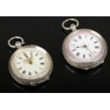Two Swiss silver pocket watches with enamelled dials to include Richard Gurnery Beverley example