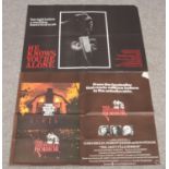 Two quad horror film posters, The Amityville Horror and He Knows You're Alone.