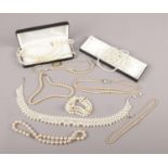 A collection of pearl necklaces, to include cultured and simulated examples.
