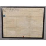 A framed Georgian indenture dated 1825, relating to Nottinghamshire.