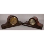 Two mahogany dome top mantel clocks to include inlaid example etc.