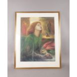 A framed Pre Raphaelite art print "Beata Beatrix" by Dante Gabriel Rossetti. (58 x 44 cm)