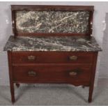 A Victorian mahogany wash stand with marble and splash back. (117cm x 107cm)