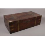 A 19th century brass bound mahogany campaign box with green felt interior, (56cm length, 28cm