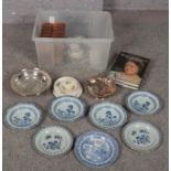 A box of miscellaneous to include Brameld pottery, oriental blue & white ceramics, imperial
