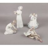 A collection of four Lladro figures, Little Sleep Walker No 6482, Little girl with slippers No.4523,