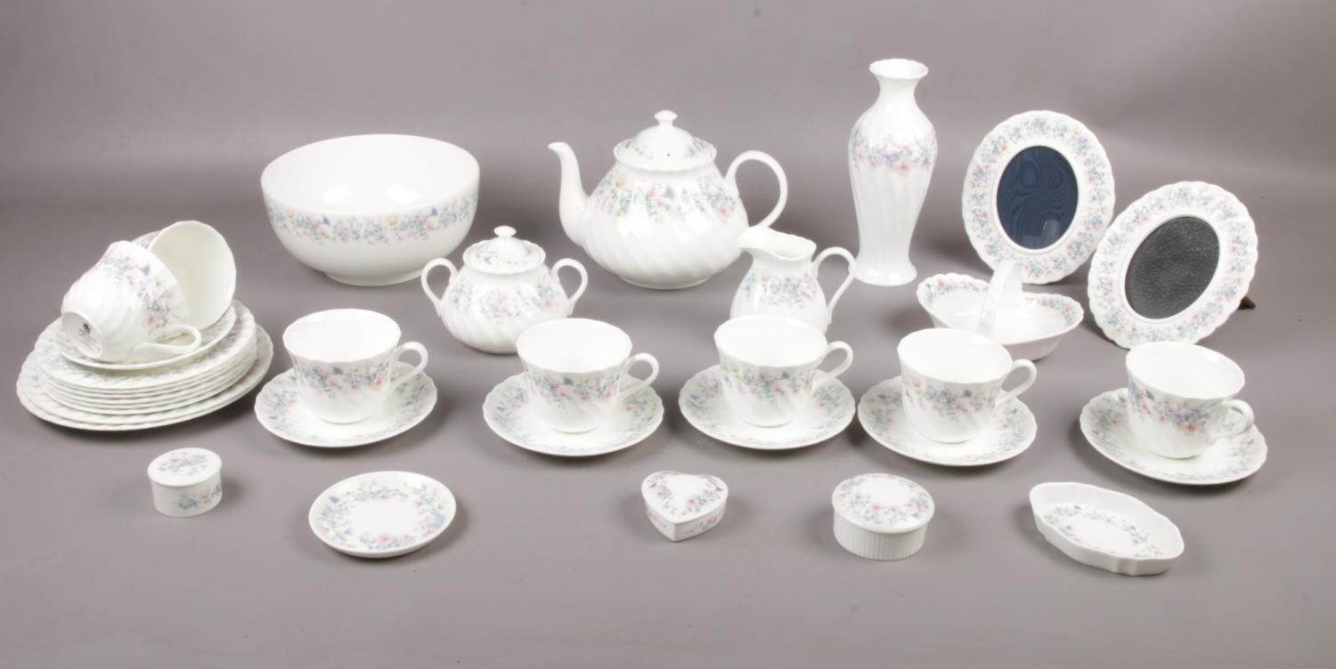 A large collection of Wedgwood 'Angela', tea set with teapot, cups/saucers, tea plates, milk jug