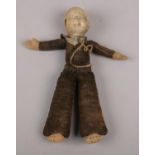 A Norah Wellings fabric sailor doll, 28cm height, very faded and worn