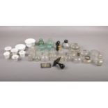 A selection of mostly glass inkwells and bottles, comprising of, a glass ink bottle with Parker